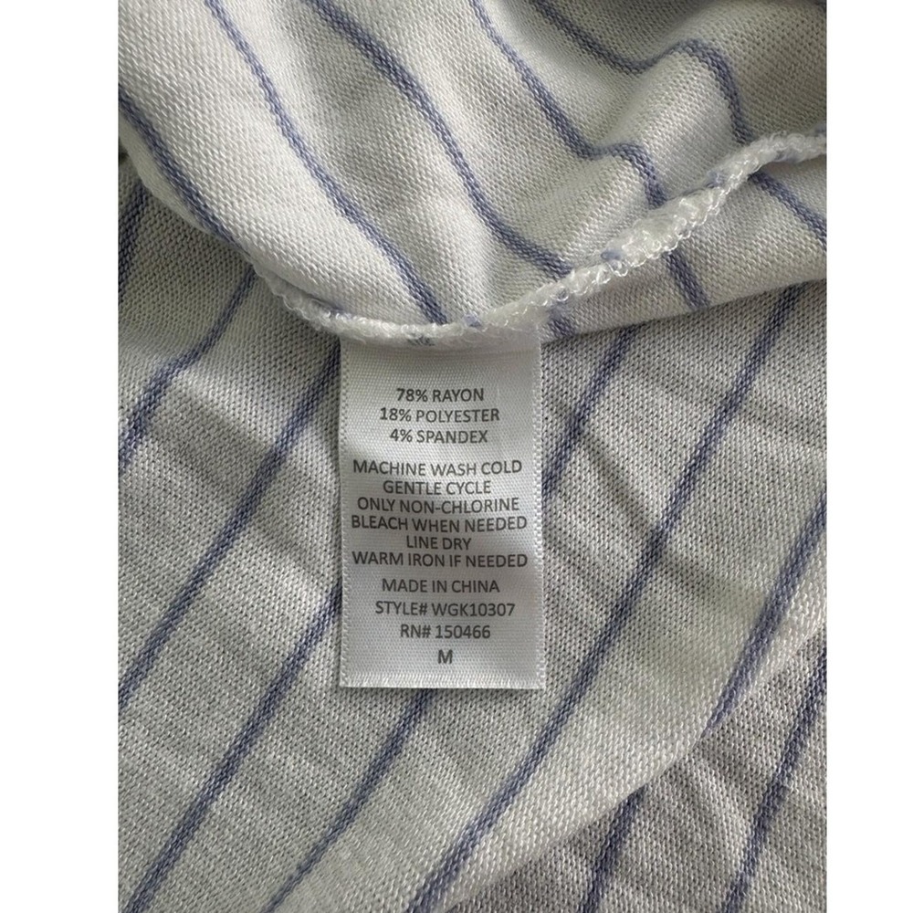 Market & Spruce Shirt Women's M Blue & White Striped Knot Front 3/4 Sleeve Top - Picture 5 of 6